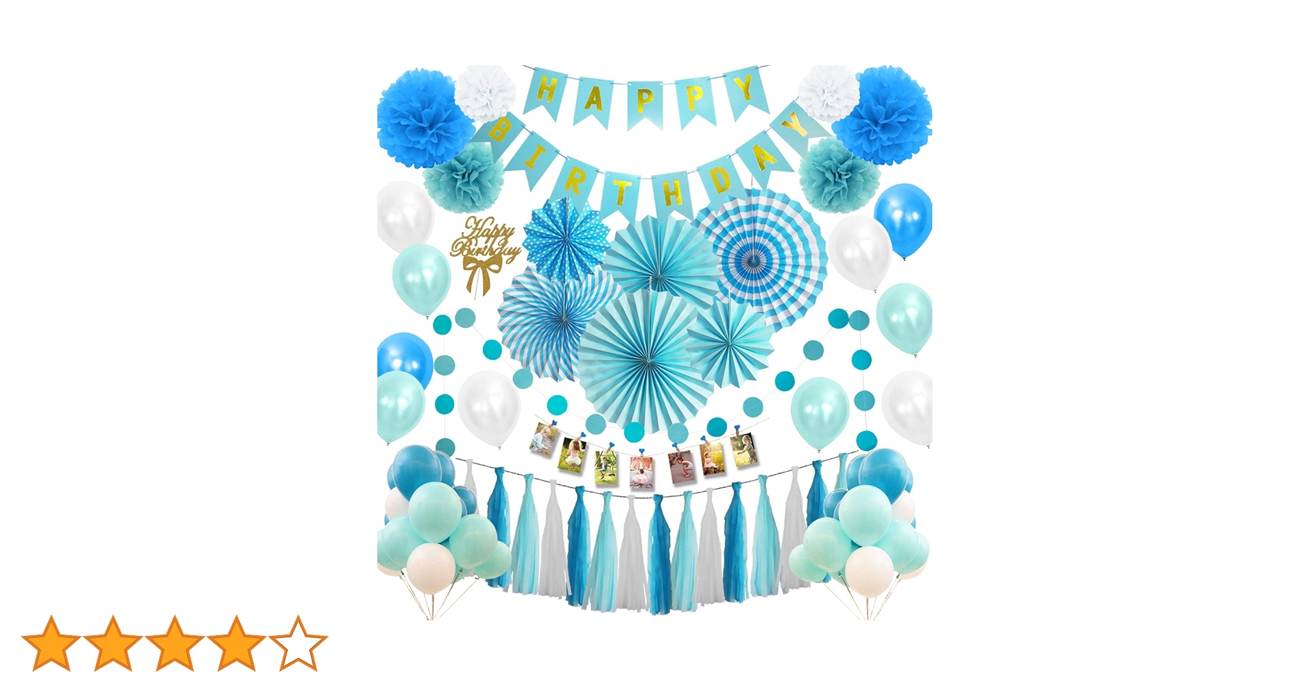 Amazon.co.jp: Hanakaze ブルー 誕生日 飾り付け セット 豪華100点